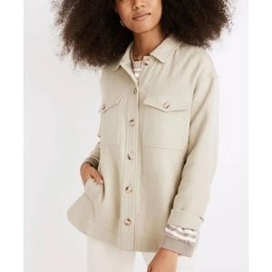 Madewell Shirt Jacket Womens S Oatmeal‎ Beige Waffleback Branner Pockets Button